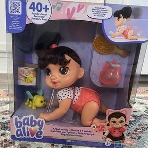 New Baby Alive Crawl 'n Play Katie Kat Doll Electronic 40+ Adorable Sound Age 3+